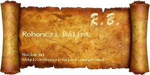 Rohonczi Bálint névjegykártya